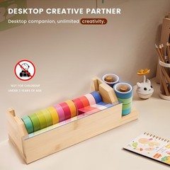 MOLSHINE Bamboo Multi Washi Tape Dispenser,One-Handed Operation Masking Tape …