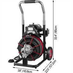 100ft x 1/2″ Commercial Drain Cleaner Sewer Snake Drain Auger Cleaning Machine
