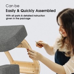 Costway Ergonomic Kneeling Chair Rocking Office Desk Stool Upright Posture Grey