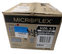 Microflex HSCE4 Sterile Latex Gloves Sz 6.5 200PR Controlled Environment ISO4