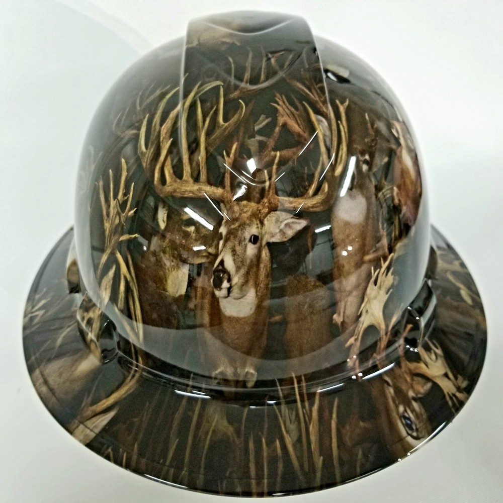 NEW FULL BRIM Hard Hat custom hydro dipped BIG BUCK HUNTER TROPHY BUCK NEW
