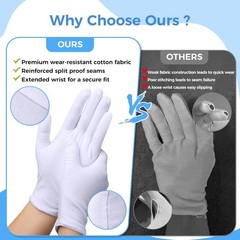 Gentle 100% Cotton Gloves for Dry Hands – 3 Pairs for Nighttime Moisturizing