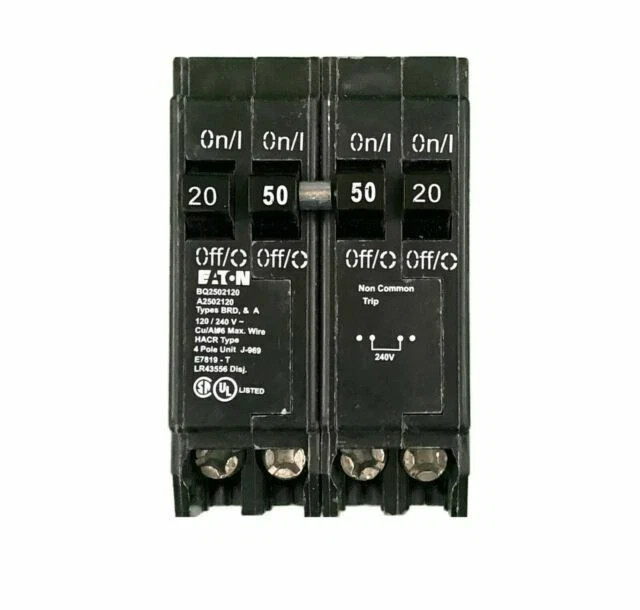 NEW Eaton BQ2502120 BR Thermal Magnetic Circuit Breaker 50A 20A QUAD