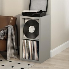 Pemberly Row 2-Cube Media Storage Organizer in Light Grey Engineered Wood