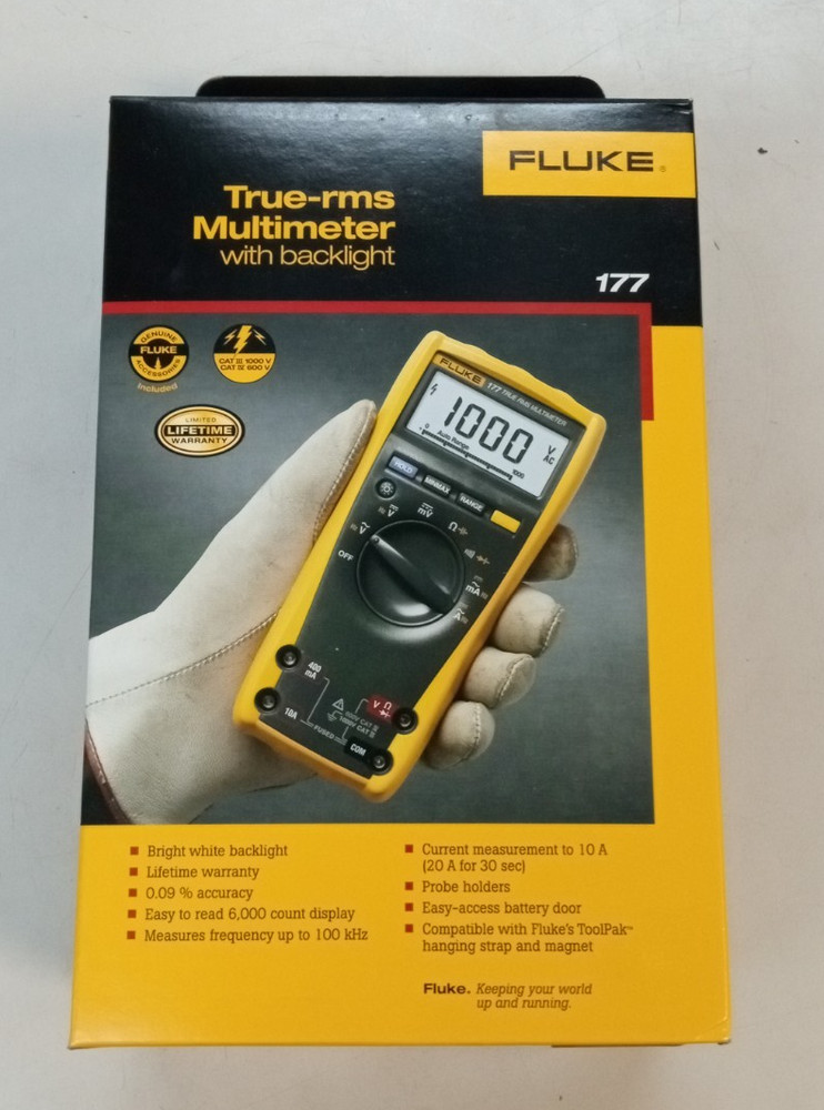 Fluke 177 True-RMS Multimeter w/ Backlight in box VOLT OHM DIGITAL METER TOOL