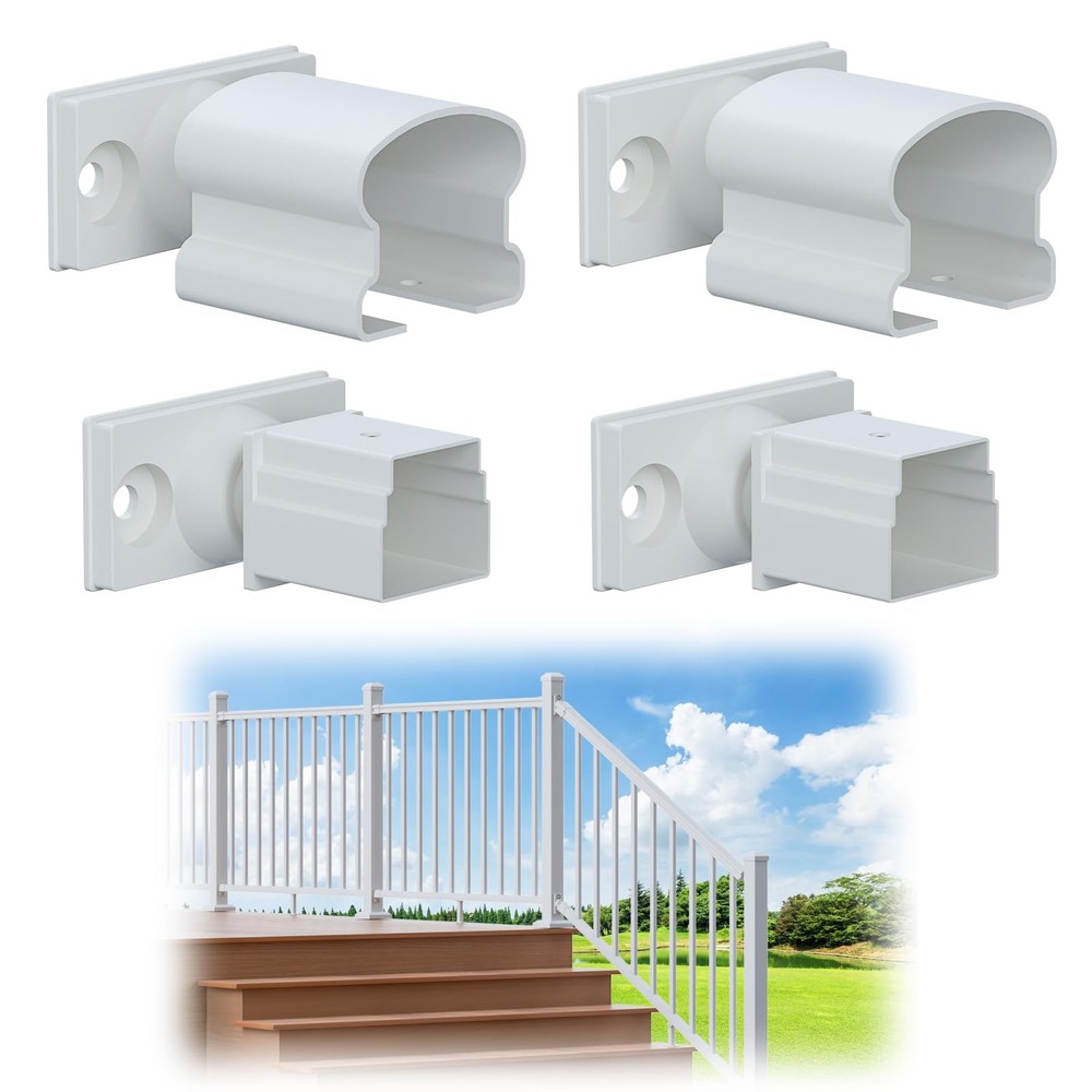 Deck Railing Bracket Connector 4 Pack White Adjustable Outdoor Textured Finish