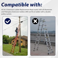 Extension Ladder Rope Replacement Compatible with Werner AC30-2 1 Pack, Black