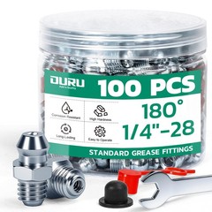 Grease Fittings Kit 100PCS 1/4-28 SAE Zerk Straight with Caps High-Performanc