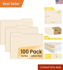 Manilla Folders Letter Size 8.5 x 11 inches,100 Per Box, 1/3 Cut Tab for Easy…