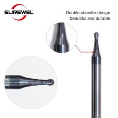 1PCS Solid Carbide Micro Ball End Mill R0.15-R0.95 CNC Engraving HRC60 Coated