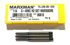 Marxman 3-48NC Tap HSS Hand Tap Set H2 3 Flute Taper Plug Bottoming USA Made