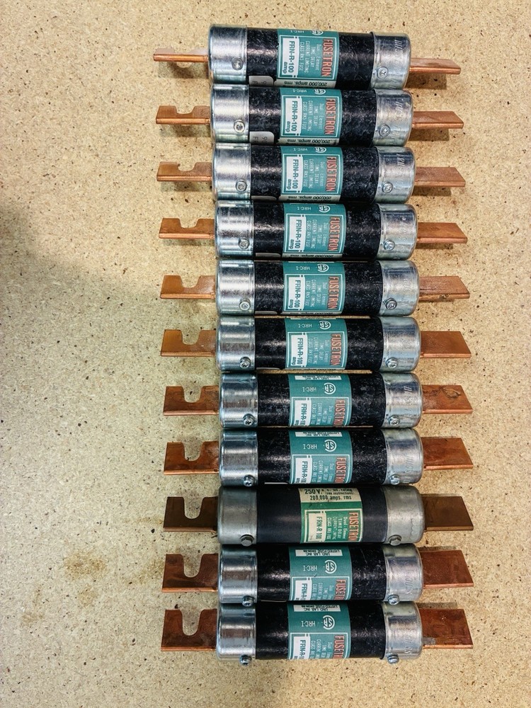Bussmann Fusetron FRN-R-100 Dual Element Time Delay Fuses. 100 Amp