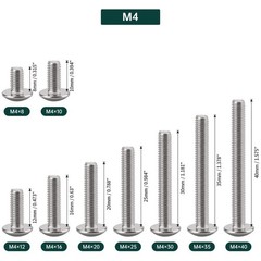 M4-0.7 x 12mm Stainless Truss Head Machine Screws 100 Pcs, 18-8 304 Stainless…