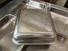 4-Pack Hubert 28589 Square Stainless Steel Balti Pan with Handles 10x10x2.5