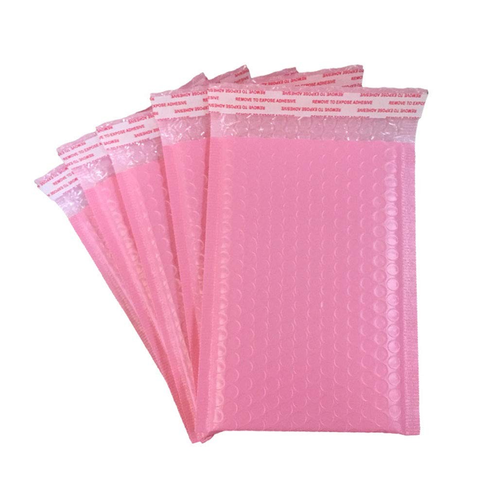 25 Pack Small Poly Bubble Lined Mailers Padded 5×7 Inches Pink Shipping Envel…