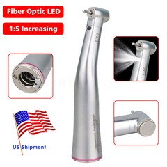 Dental 1:5 Increasing LED Fiber Optic Contra Angle Low Speed Handpiece Red Ring