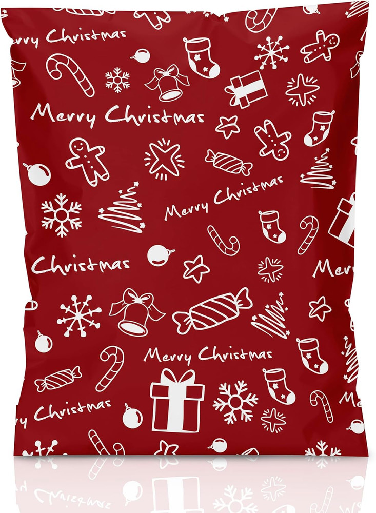 Poly Mailer Bags Christmas Design 14.5×19 Inch Mailing Bags for Clothing Books