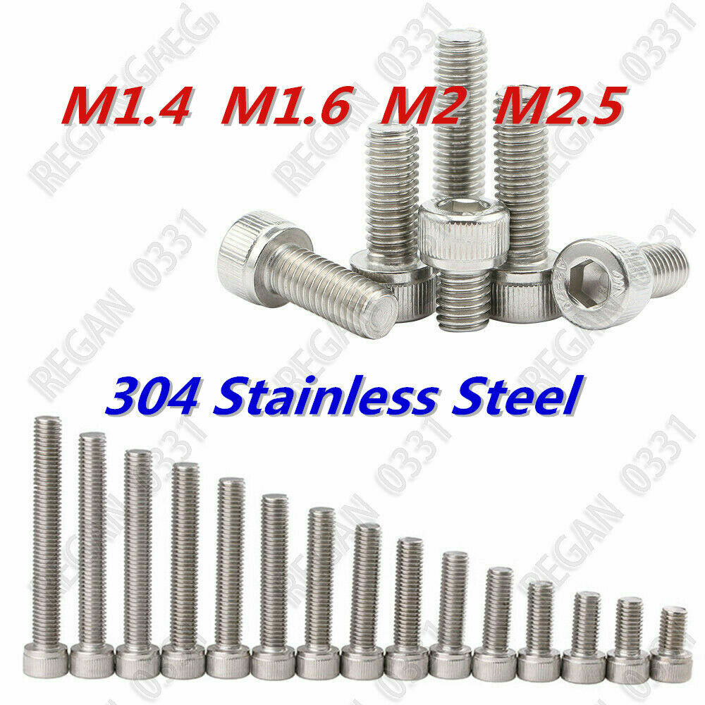 M1.4 M1.6 M2 M2.5 Stainless Steel Hex Socket Cap Head Screws Bolts DIN912