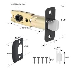 1 Pack Black Door Latch Replacement, 8mm Big Spindle Hole, 45°Turning Angle