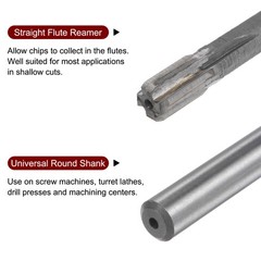 9.4mm Carbide Tip 4 Straight Flutes Round Shank Lathe Machine Chucking Reamer