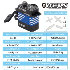 Coreless RC Micro Servo High Torque 8.5KG 6–8.4V for SCX24 TRX4M 1/24 1/18 Metal