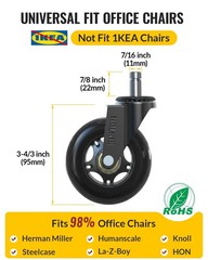 Office Chair Wheels Roller Blade Caster 11x22mm All Black 3 Inch Chair Wheels…