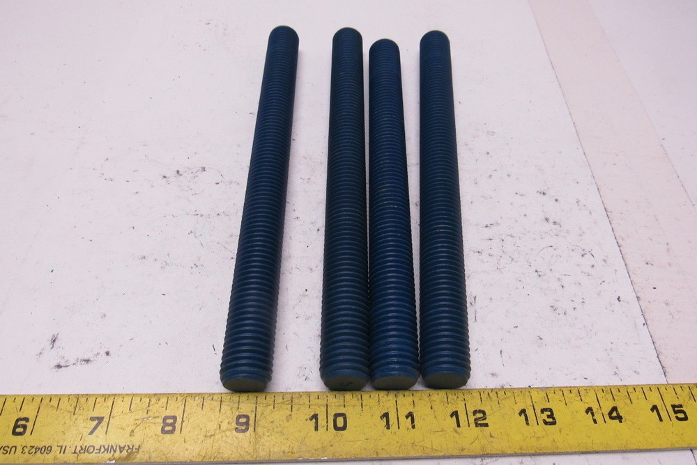 3/4″-10X 9″ Blue Teflon Steel Threaded Rod Stud Lot of 4