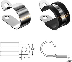 80pcs Rubber Cushion Insulated Clamp Stainless Steel Cable Clamps Assortment Kit