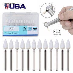 12pc/Pack Dental White Polishing Stones Flame shape FG bur Arkansas Stone Points