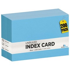 Index Cards Blue Colored Unruled 4X6, 200/Pack