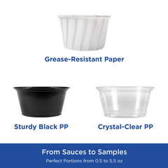 Karat 1oz Tall PP Plastic Portion Cups – Clear – 2,500 ct, FP-P100TALL-PP