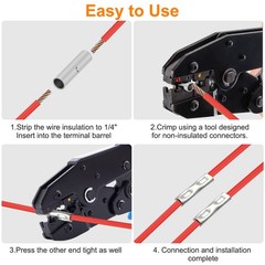 200PCS Copper Butt Splice Connectors Kit Non-Insulated Crimp Terminals Inverters