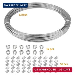 1/16″ Stainless Steel 304 Cable Wire Rope 33FT with Aluminum Sleeve Thimble | 7x