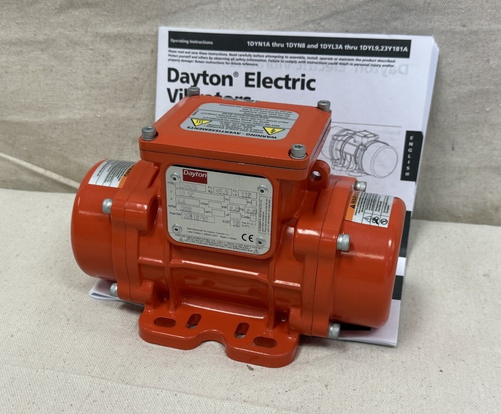 DAYTON 1DYN7 Battery Operated Vibrator 110 lbf 12V DC 6.60 A 3,000 vpm Totally E