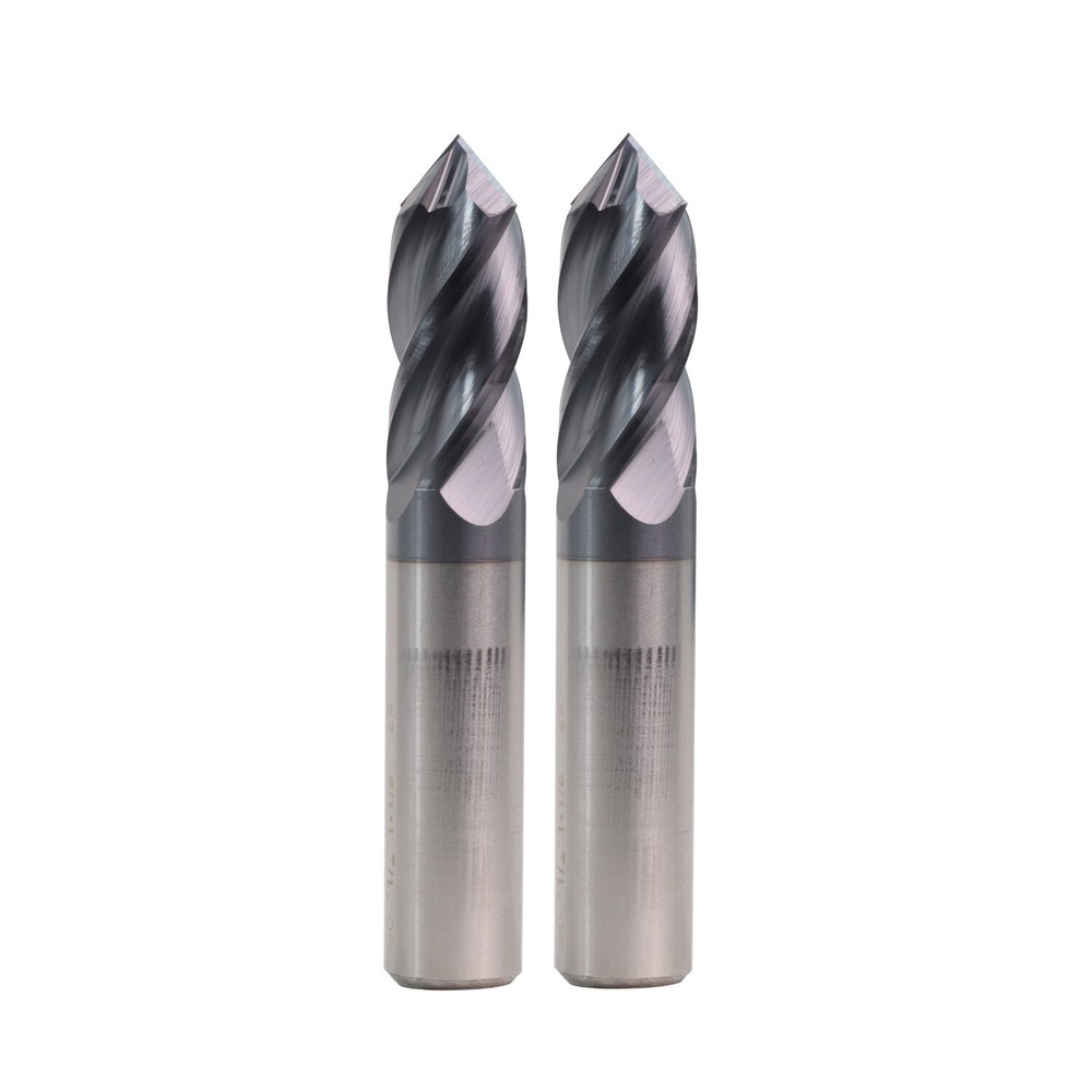 2PCS 1/2″ 4 FLUTE 90 DEGREE CARBIDE DRILL MILL – AlTiN COATED