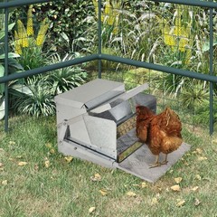 Automatic Chicken Feeder Galvanized Steel Poultry Feeders, 25 Lbs of Feeds