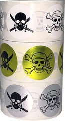 Skull and Crossbones Stickers | 0.75″ Inch Round | 100 Pack | Pick One Color