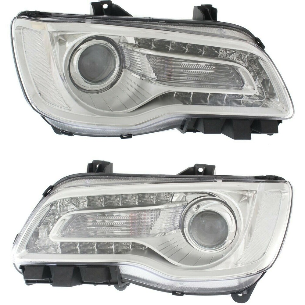 Chrysler 300 2015-2017 Headlight Left Right Clear Lens Chrome Interior