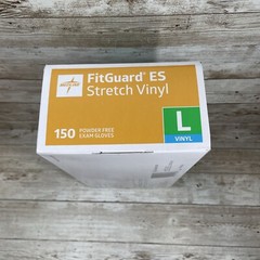 *6 BOXES* MEDLINE FITGUARD ES Stretch Vinyl Exam Gloves Size: LARGE, EXP: 02/26