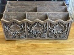 Vintage Lerner Faux Wood Look Plastic Desk Organizer 70s Retro MCM 3 Tier 6 Slot