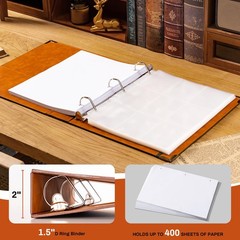 Ovesmusl Leather D Ring Binder Fits 8.5″x11″ Letter Size 1.5 inch, Green