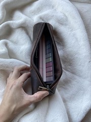 Leather Pencil Case Pouch Full Grain Zippered Stationery Bag for Work Office Art