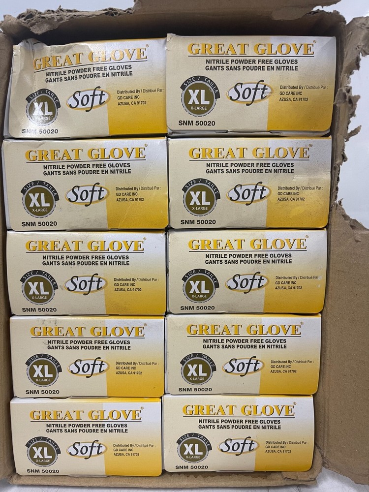 CASE OF 950 Great Glove Soft Nitrile Exam Powder Free Gloves XL SNM50020