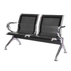 2-Seat Airport Waiting Chair Clinic Bench Office Reception Room Salon Black