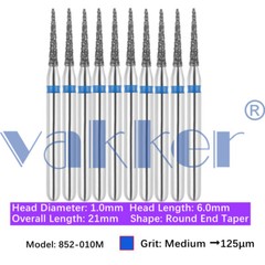 10pc Diamond Bur Shape X-Mas Tree Round End Taper Burs Fine Medium Coarse