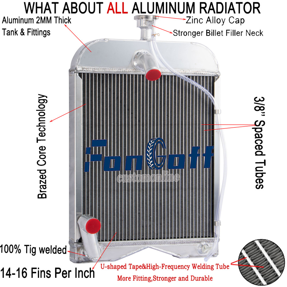Aluminum 3Row/Core Radiator For Ford 8N 9N 2N Models 86551430 #8N8005 Tractor