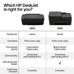 HP DeskJet 2952 Wireless All-in-One Color Inkjet Printer, 3 Months Free Instant