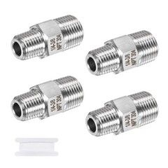 4-Pack 304 Stainless Steel 3/8″ NPT Male x 1/4″ NPT Male Hex Nipple Pipe Fitting