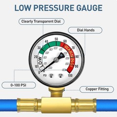 R1234YF AC Charge Hose Kit w/ Gauge 40cm Low Side Coupler 14mm Refrigerant Tool