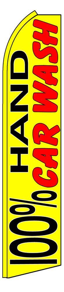 Hand Car Wash 100% Flutter Swooper Flag Advertising Sign 3’ Wide Banner Only